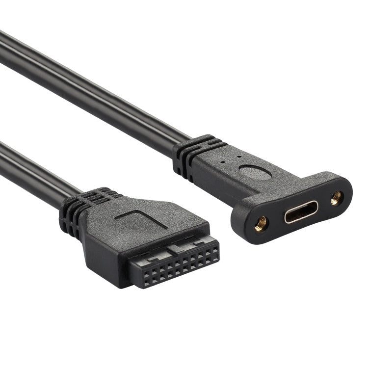 50CM USB3.0 20P vers USB Type-C Châssis de carte mère PCI Bit Baffle Cable