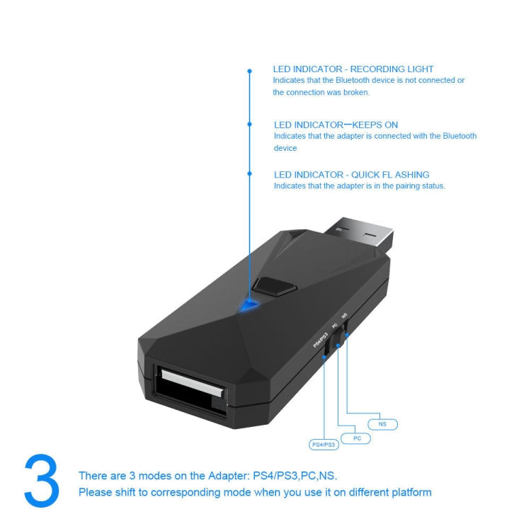 JYS-P4135 Bluetooth Wiress Bluetooth Gamepad Converter Adapter For PS4/PS3/Switch/PC