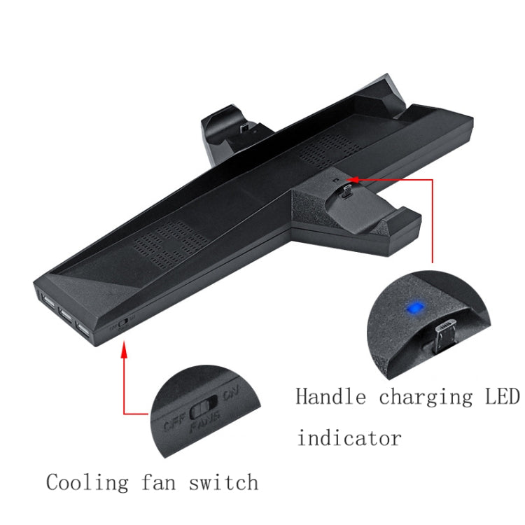 Game Console Radiator and Dual Handle Charging Dock for PS4 / PS4 Slim (Black)
