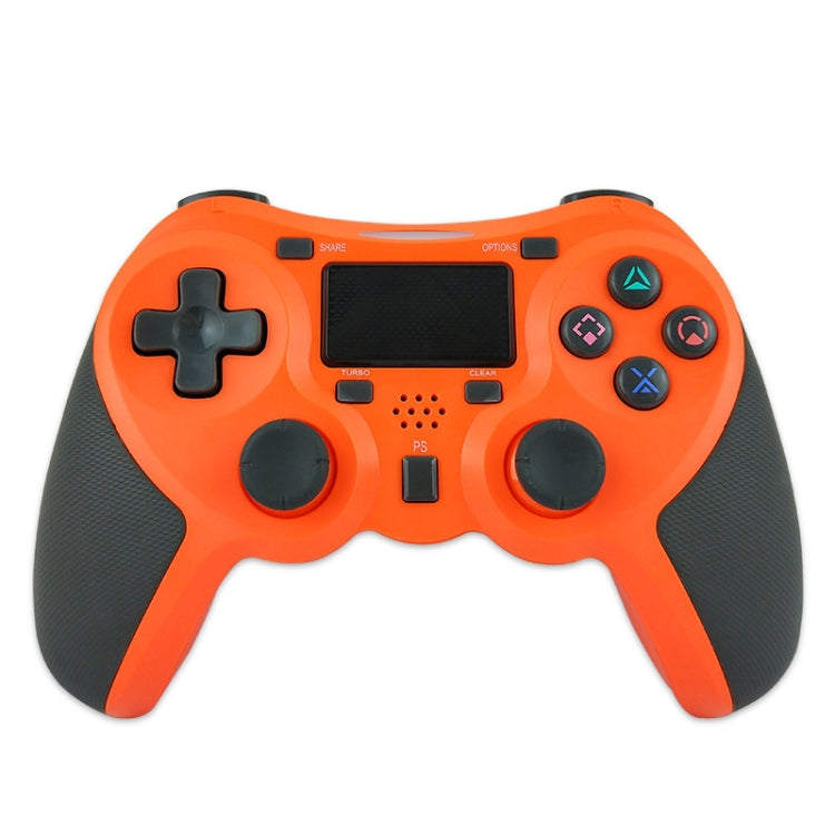 Manette de jeu Bluetooth caoutchoutée sans fil pour hôte PS4 (orange)
