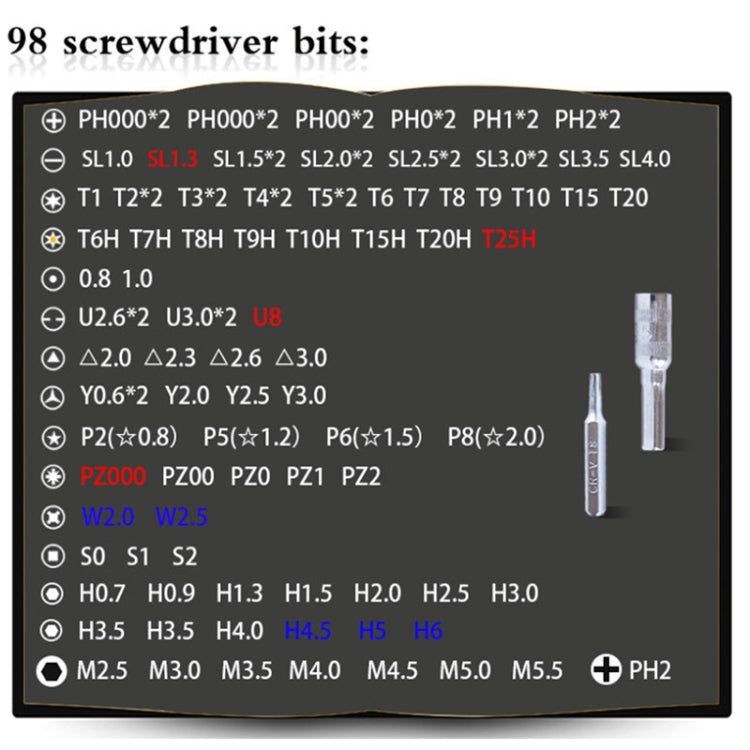 110 in 1 Magnetpflaume Schraubendreher Handy Demontage Reparaturwerkzeug (Schwarz)