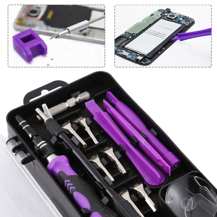 135 en 1 DIY Outil de démontage de téléphone portable Réparation de montre Outil multifonction Jeu de tournevis (Noir Violet)