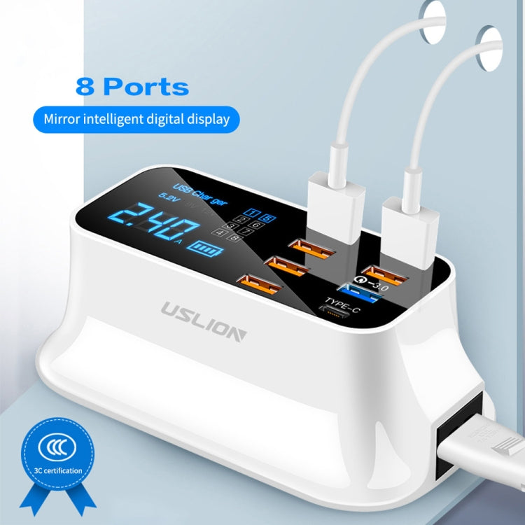 USLION PD18W QC chargeur multi-USB Port multiprise numérique intelligent affichage LED chargeur d'affichage numérique prise ue