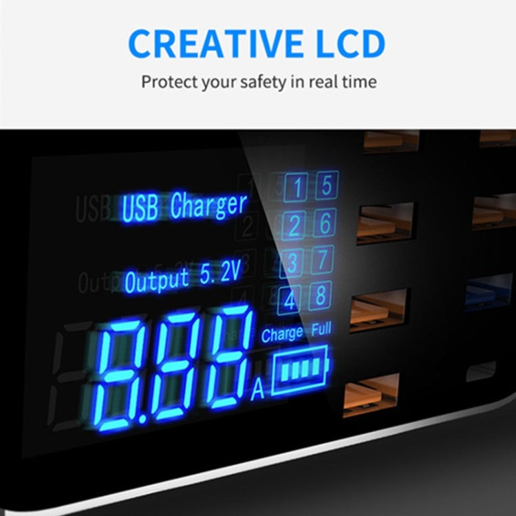 USLION PD18W QC Charger Multi-USB Port Smart Digital Power Strip LED Display Digital Display Charger EU Plug