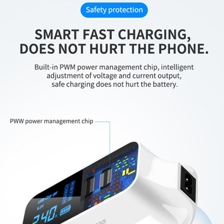 USLION PD18W QC Charger Multi USB Port Smart Digital Power Strip LED Display Digital Display Charger US Plug
