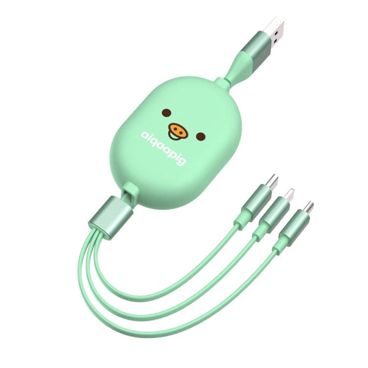 8Pin + Micro USB + Interface Type-C / USB-C Câble de données de stockage télescopique 3-en-1 (Vert Matcha)