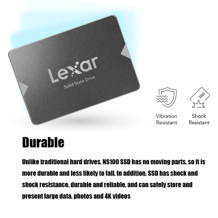 Lexar NS100 SATA3 Solid State Drive pour ordinateur portable de bureau SSD Capacité : 512 Go (gris)