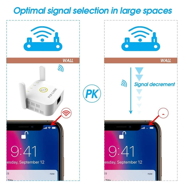 PIX-LINK WR22 300Mbps Wifi Wireless Signal Booster Booster Extender Plug type: UK Plug (White)