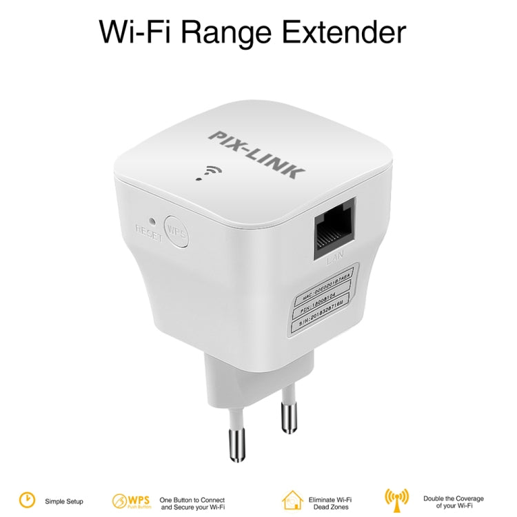 PIXLINK WR12 300Mbps WIFI Signal Booster Enhanced Repeater Plug Type: US Plug