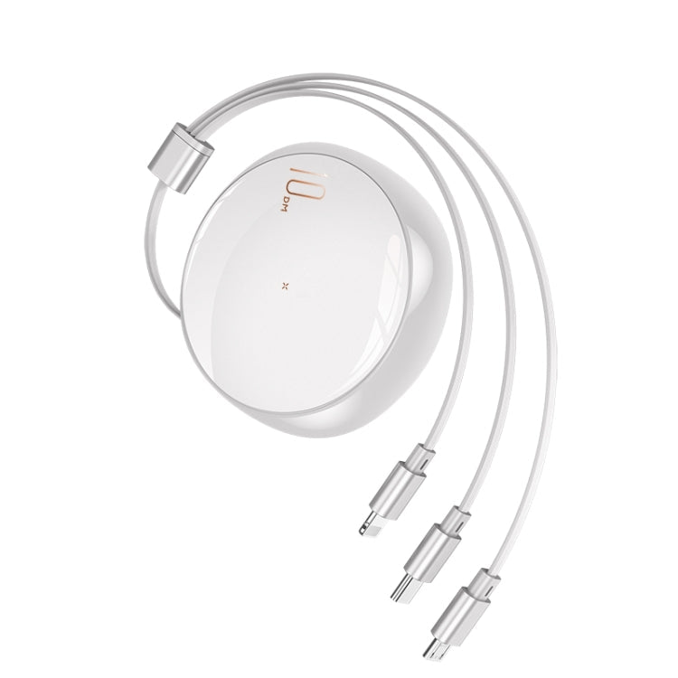 3 in 1 8 Pin + Micro USB + USB-C / Type-C Creative Telescopic Data Cable Fast Charging Cable Cable Length: 1m (Swan White)