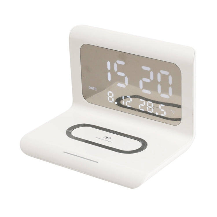 RT1 10W Qi Universal Multifunción Teléfono Móvil Cargador Inalámbrico con reloj despertador y hora / calendario / Pantalla de temperatura (Blanco)