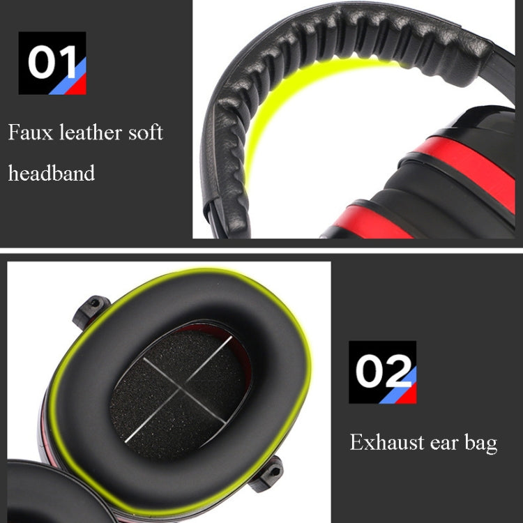 Soundproof Earmuffs Noise Proof Sleeping Earmuffs Industrial Protective Earmuffs Earplugs (Red Black)