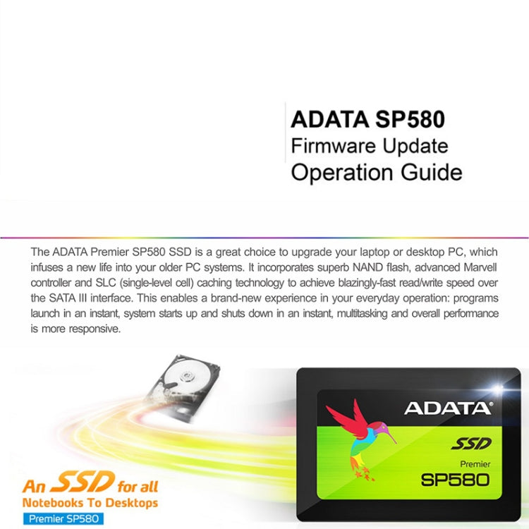 ADATA SP580 SATA3 SSD Disque SSD 2,5 pouces Capacité : 480 Go