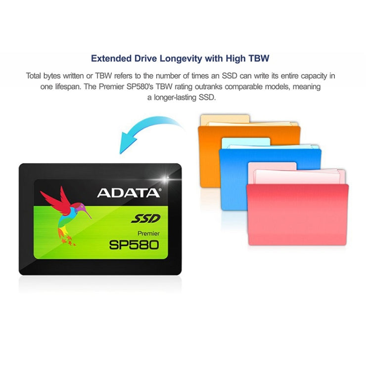 ADATA SP580 SATA3 SSD Disque SSD 2,5 pouces Capacité : 480 Go