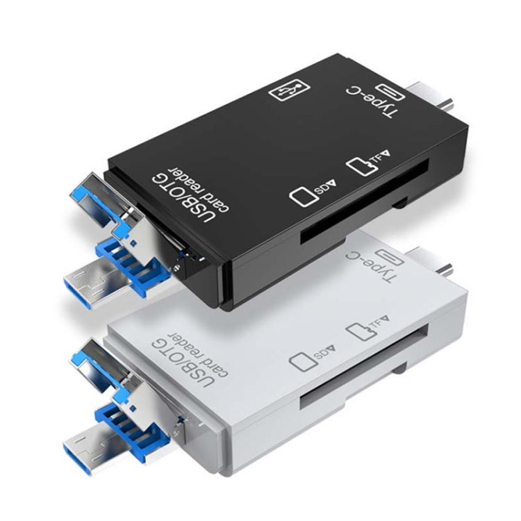 2 PCS tipo C y Micro USB y USB 2.0 3 en 1 Puertos del lector de Tarjetas de múltiples funciones Soporte U disco / TF / SD (Blanco)