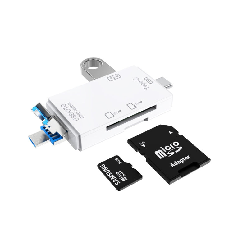 2 PCS Typ C & Micro USB & USB 2.0 3-in-1-Multifunktions-Kartenleser-Ports unterstützen U-Disk / TF / SD (Weiß)