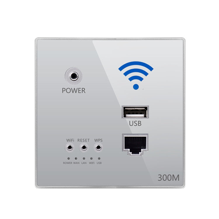 86 Type Through Wall AP Panel 300M Hotel Wall Relay Smart Wireless Socket Router with USB (Grey)