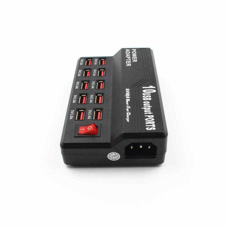 Interfaz USB 100-240V Cargador electrónico Digital de Carga Rápida Inteligente Cargador Multifuncional Enchufe de US Estilo: 10 Puertos