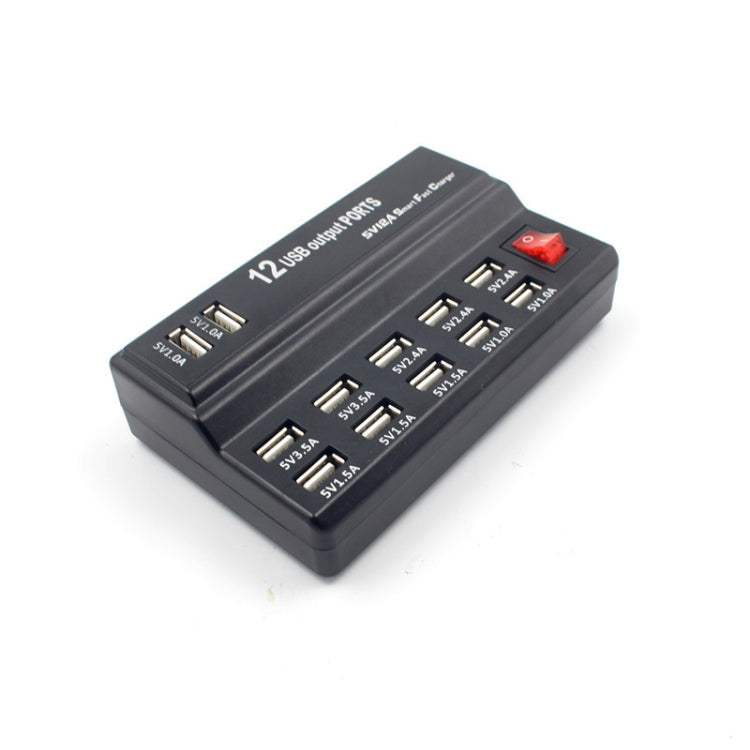 Interfaz USB 100-240V Cargador electrónico Digital de Carga Rápida Inteligente Cargador Multifuncional Enchufe de US Estilo: 12 Puertos