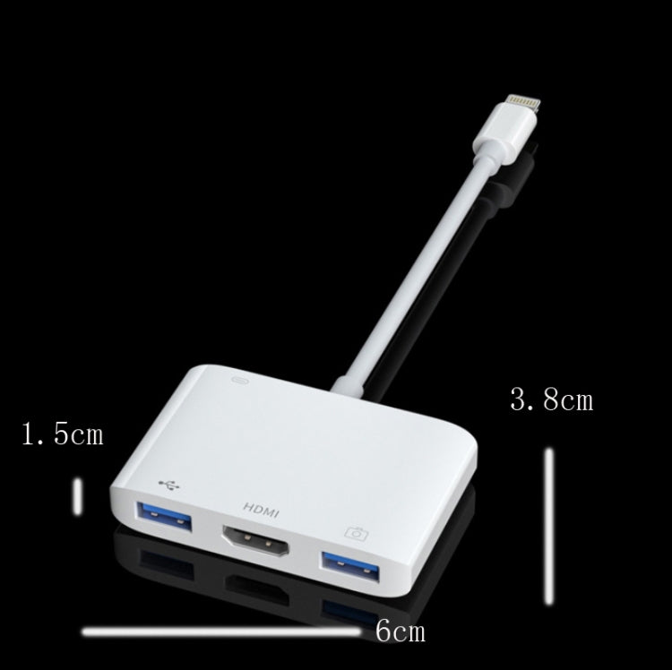 LC05 3 in 1 8 Pin to USB 3.0 + 1080P HDMI + Camera USB 3.0 Interface Multifunction Adapter for iPhone 6s and above IOS System