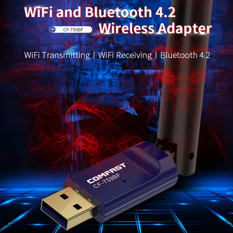 COMFAST CF-759BF 650Mbps Bluetooth 4.2 Dual Band USB Desktop Wireless Network Card Free Drive WiFi Receiver