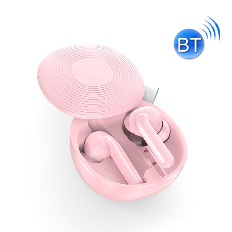 V1 TWS Wireless Bluetooth Earphone with Digital Display Stereo Binaural Noise Canceling (Cherry Blossom Powder)