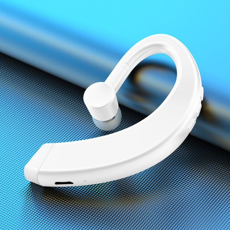 108 Bluetooth 5.0 Tipo de Oreja colgante para negocios Auricular Stereo Inalámbrico Universal giratorio (Blanco)