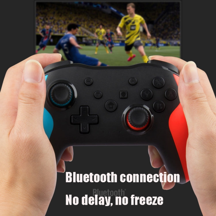 Manette de jeu Bluetooth sans fil NS009 Vibration Bursh pour Switch Pro (noir bleu rouge)