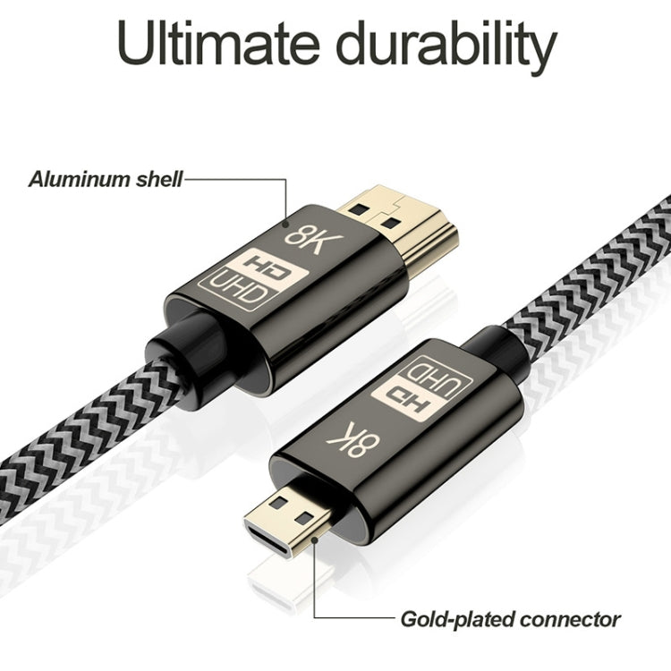 Câble audio vidéo tressé en nylon micro HDMI vers HDMI 8K UHD de 1 m