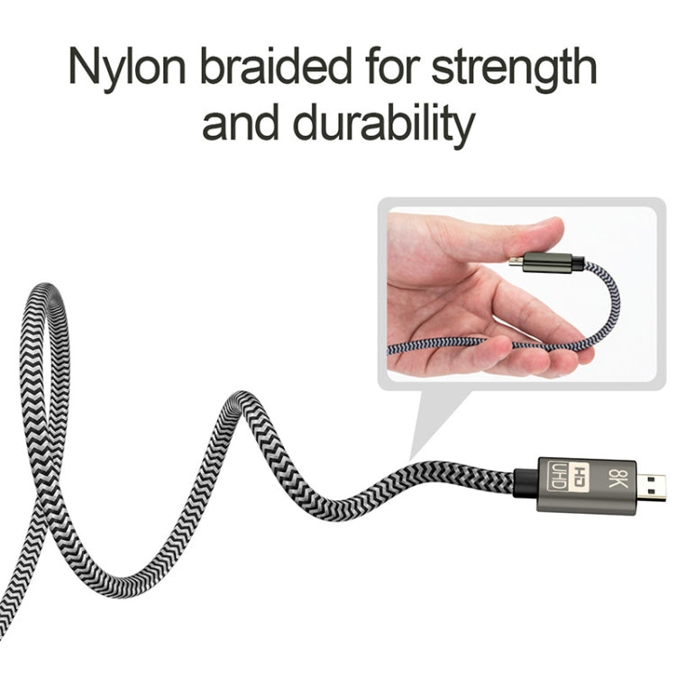 1m 8K UHD Micro HDMI to HDMI Nylon Braided Video Audio Cable