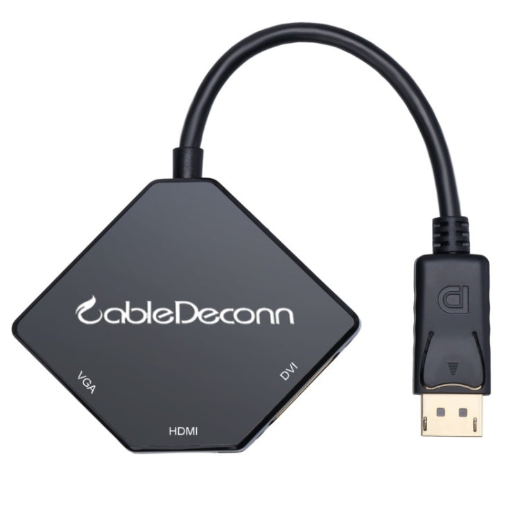Cabledeconn B0209 4K HD TV Projection DisplayPort to HDMI + VGA + DVI Converter