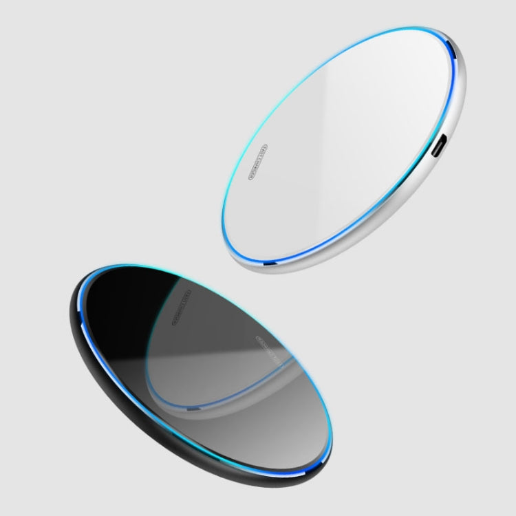 Cargador Inalámbrico de espejo acrílico redondo QI de 15 W X8 (Plateado)