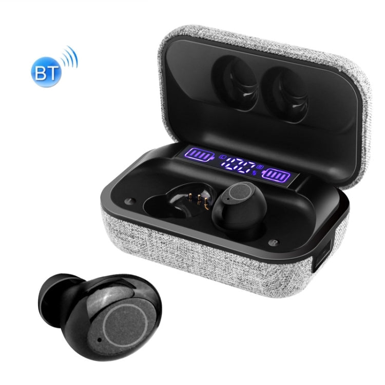 TWS Wireless Bluetooth 5.0 Touch Screen Digital Waterproof Sport Earphone with Cloth Charging Box