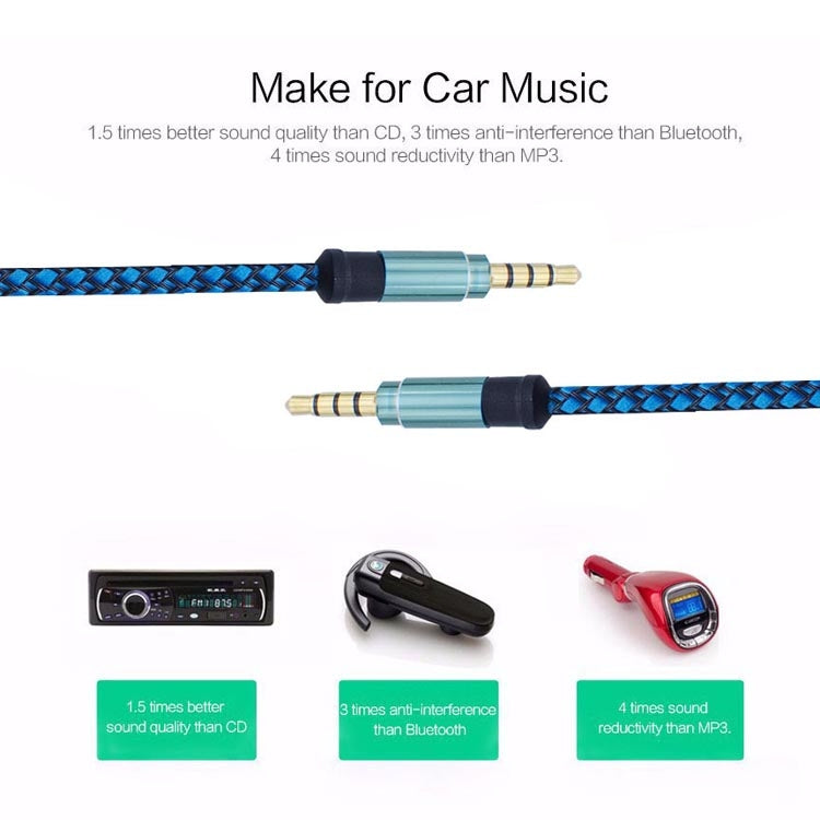 Cable de Audio AUX con Conector chapado en Oro Stereo de coche Macho a Macho de 3.5 mm para dispositivos Digitales estándar AUX de 3.5 mm longitud: 3 m (Dorado)
