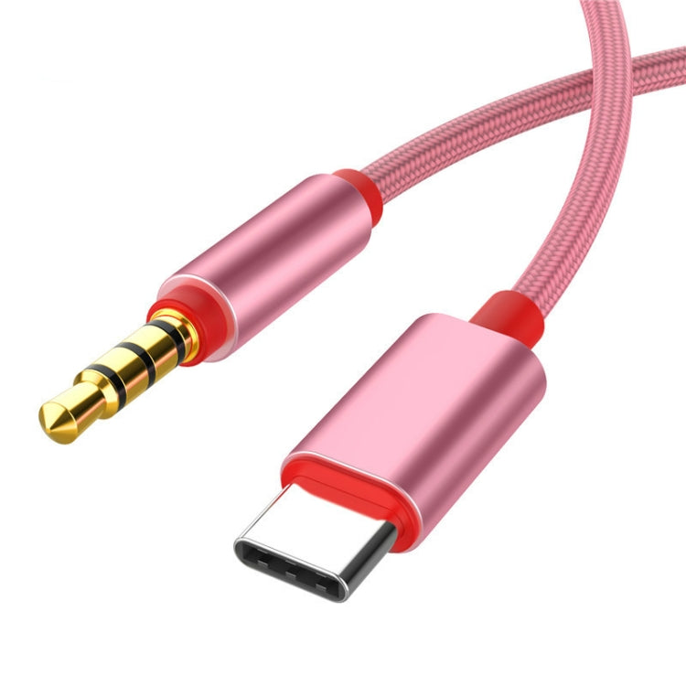 4 PCS Câble audio 3,5 mm vers câble adaptateur d'enregistrement de microphone de type C Câble de carte son en direct pour téléphone portable (rose)