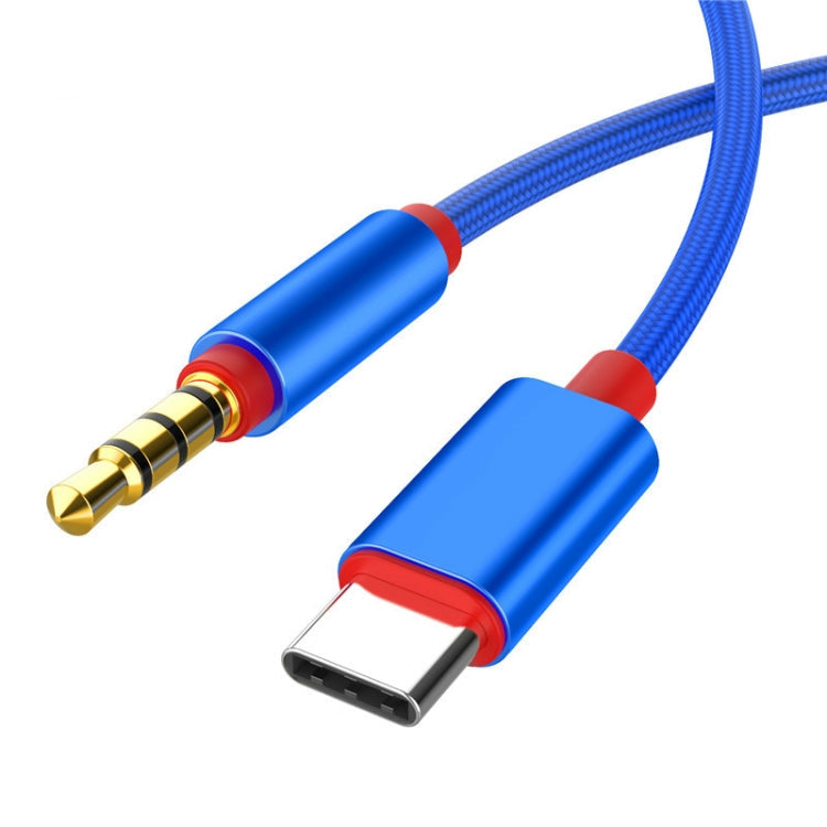 4 PCS Câble audio 3,5 mm vers câble adaptateur d'enregistrement de microphone de type C Câble de carte son en direct pour téléphone portable (bleu)