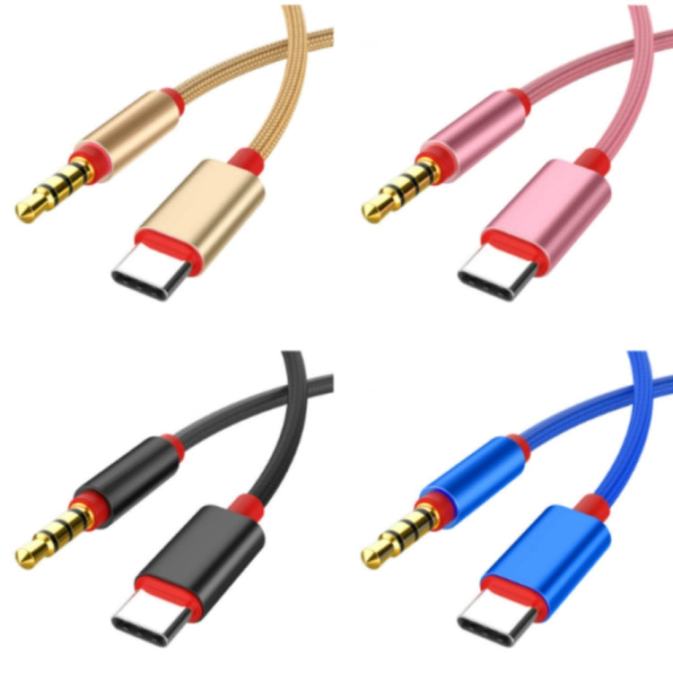 4 PCS Cable de Audio de 3.5 mm a Tipo C Cable Adaptador de grabación de Micrófono Cable de Tarjeta de Sonido en Vivo para Teléfono Móvil (Azul)