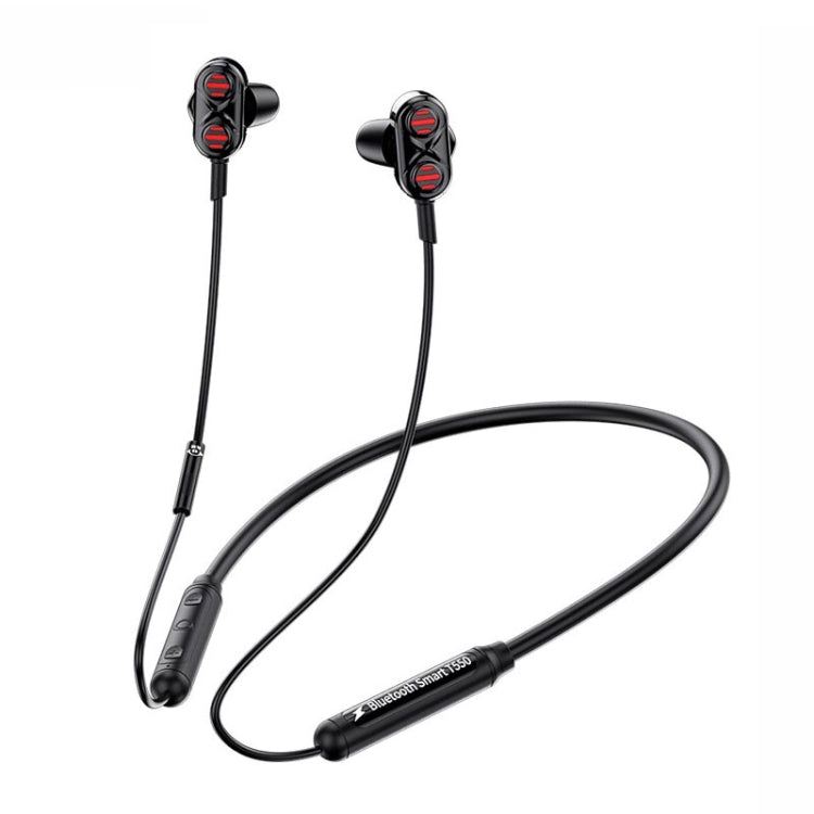 Auriculares Bluetooth Deportivos de silicona líquida para colgar en el cuello Auriculares Stereo de graves pesados (Negro)