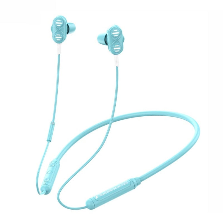 Liquid Silicone Sports Bluetooth Headphones Neck Hanging Heavy Bass Stereo Headset (Crystal Blue)