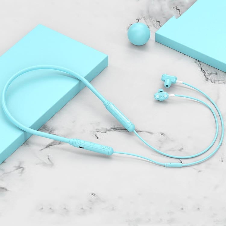 Auriculares Bluetooth Deportivos de silicona líquida para colgar en el cuello Auriculares Stereo de graves pesados (Azul cristal)