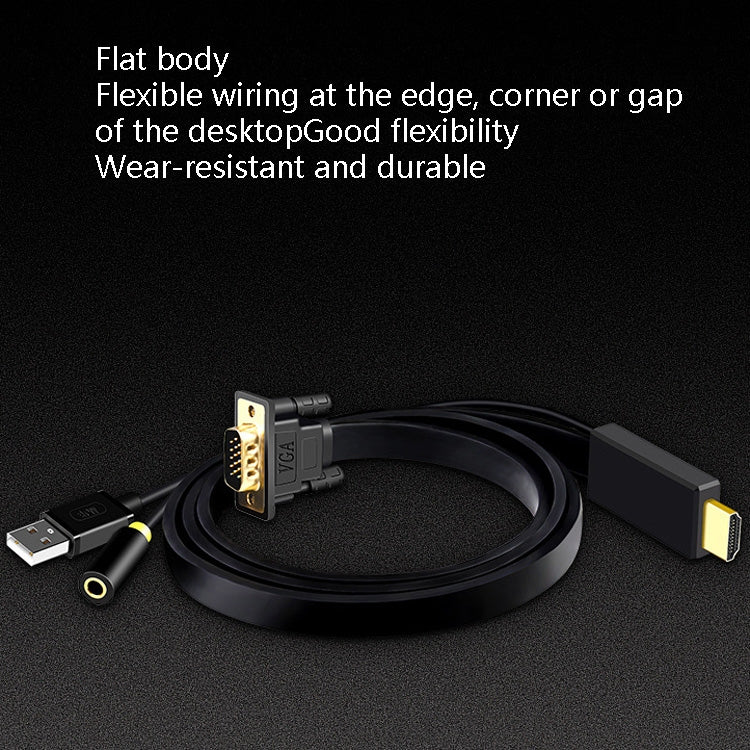 1m JH HV10 1080P Câble HDMI vers VGA Projecteur TV Box Ordinateur portable Câble adaptateur d'affichage industriel