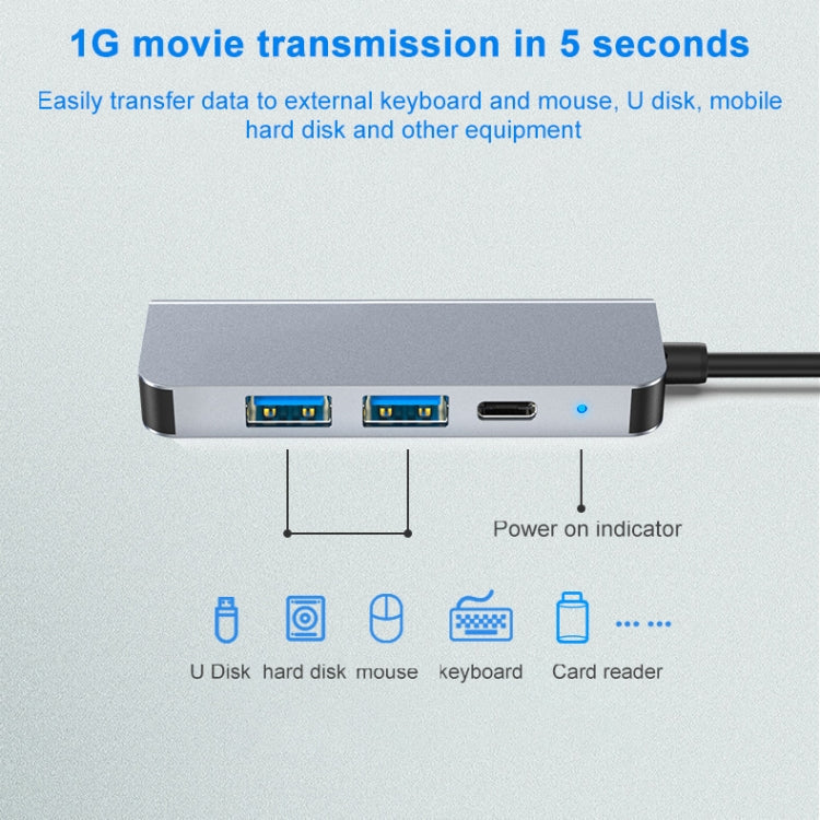 4 en 1 USB-C / TYPE-C vers 4K HDMI + USB 3.0 + USB 2.0 + PD Ports de charge USB-C / USB-CS Station d'accueil hub multifonctionnelle