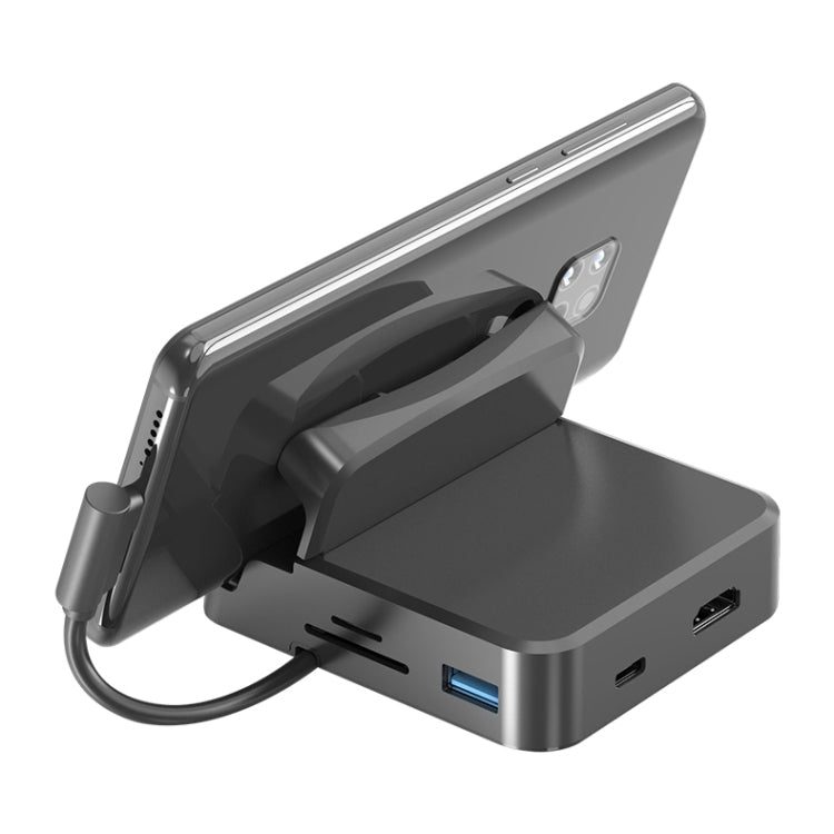 7 en 1 USB-C / Type-C vers 2 USB 2.0 + USB 3.0 + 4K HDMI + Fente + Fente pour carte SD / TF + PD USB-C / Type C Ports de charge Station d'accueil multifonction avec support