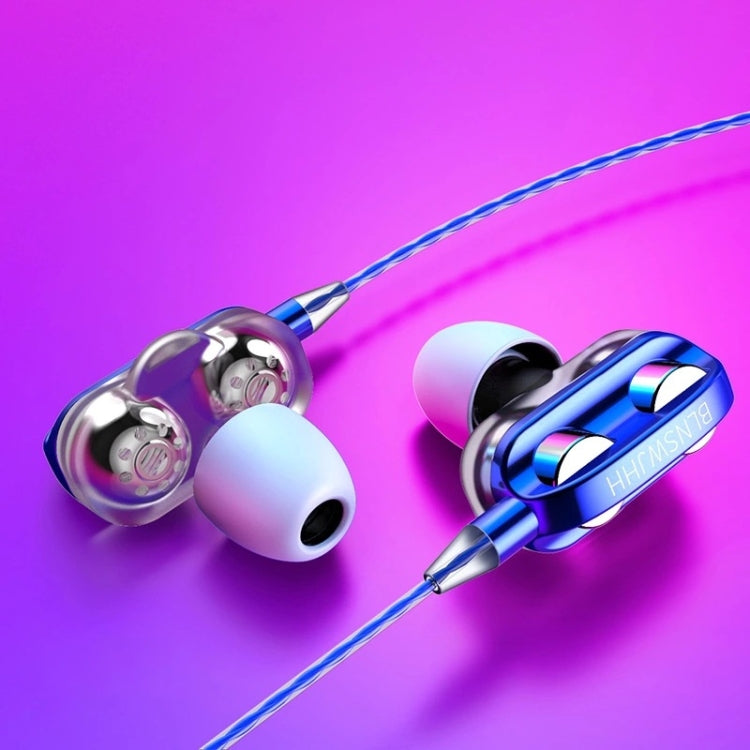 Casque avec écouteurs de 3,5 mm dans l'écouteur pour Smartphones Casque de réglage contrôlé par ligne (double haut-parleur (bleu))