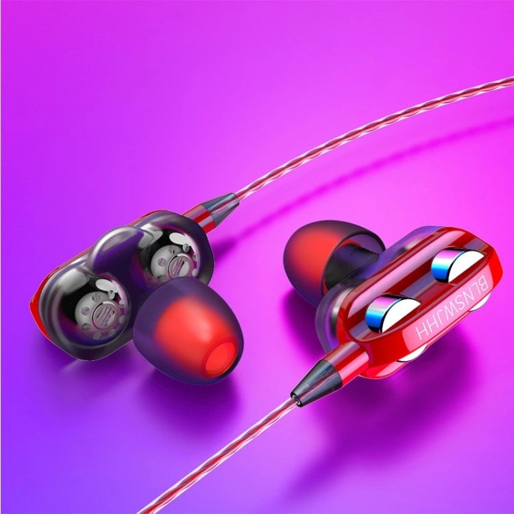 Auriculares de tuning Controlados por Teléfono Inteligente de 3.5 mm en la Oreja (Doble altavoz (Rojo))