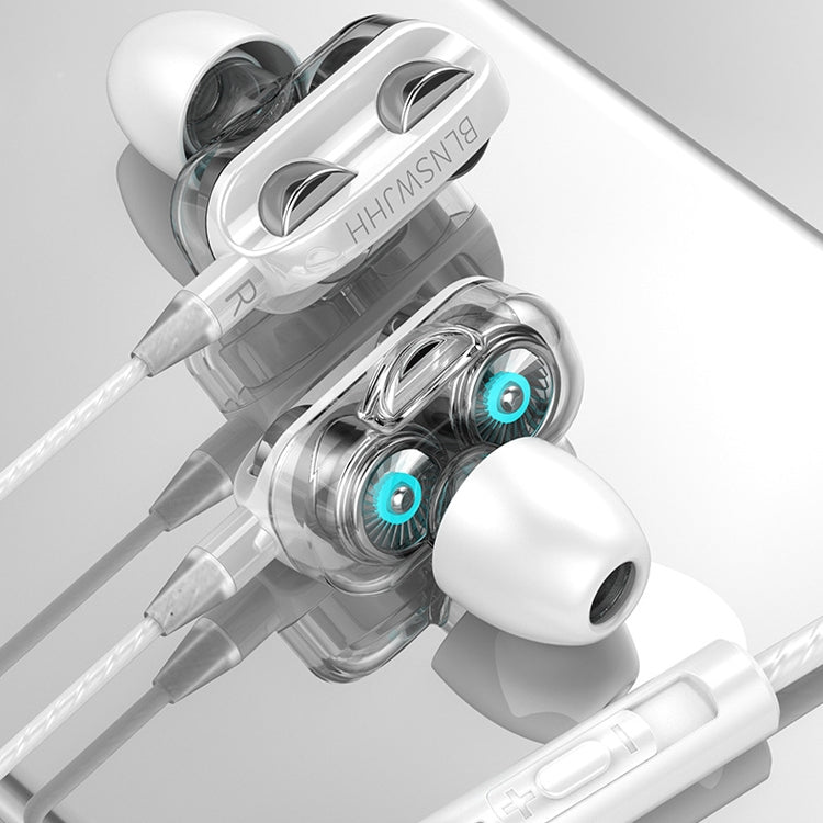 3.5mm 3.5mm Smartphone Controlled Line Tuning Headphones (Double Speaker (Pearl White))