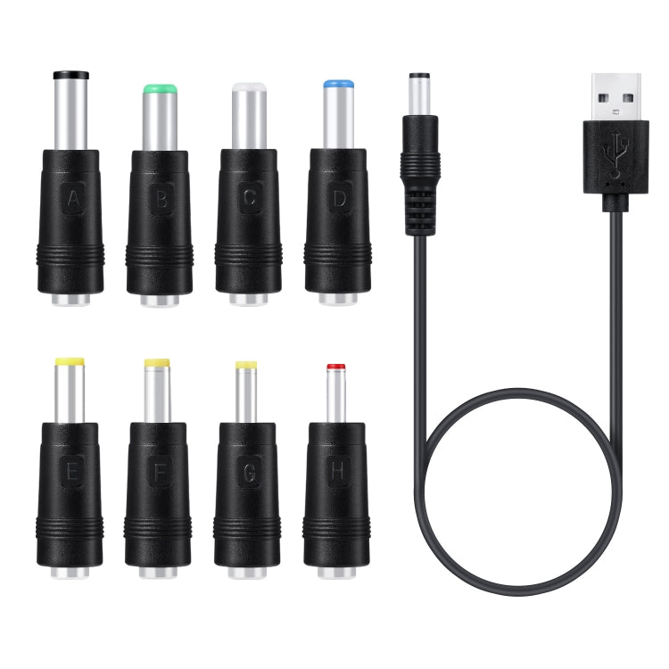 8 in 1 USB DC Power Cable Multifunction USB Sharing Connector USB Charging Cable (Black)