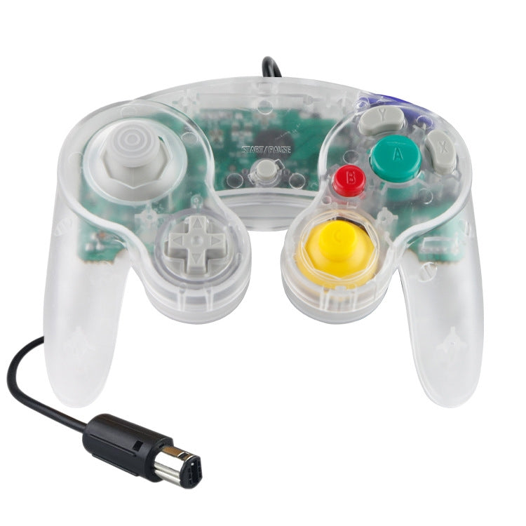 Contrôleur de jeu filaire avec vibrateur à point unique 5 pièces pour Nintendo NGC (transparent)