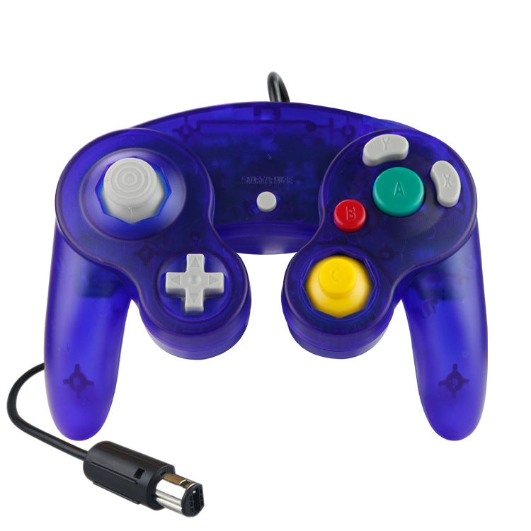 5 PCS Single Point Vibrator Wired Controller Game Controller For Nintendo NGC (Transparent Blue)