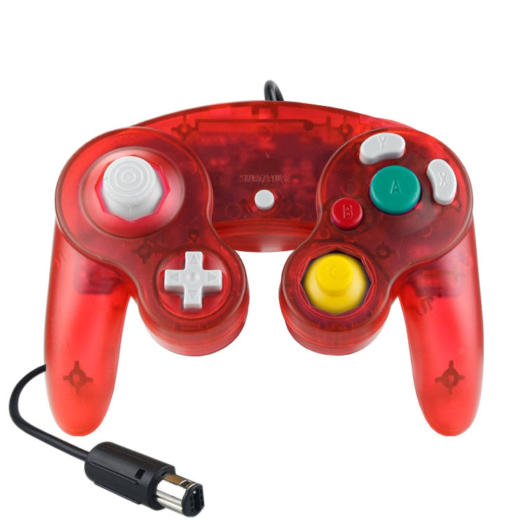 5 PCS Single Point Vibrator Wired Controller Game Controller Pour Nintendo NGC (Rouge Transparent)